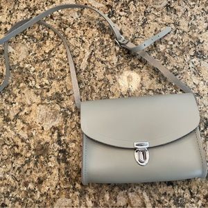 The Cambridge Satchel  Company Push lock  Stone Gray Leather Crossbody purse